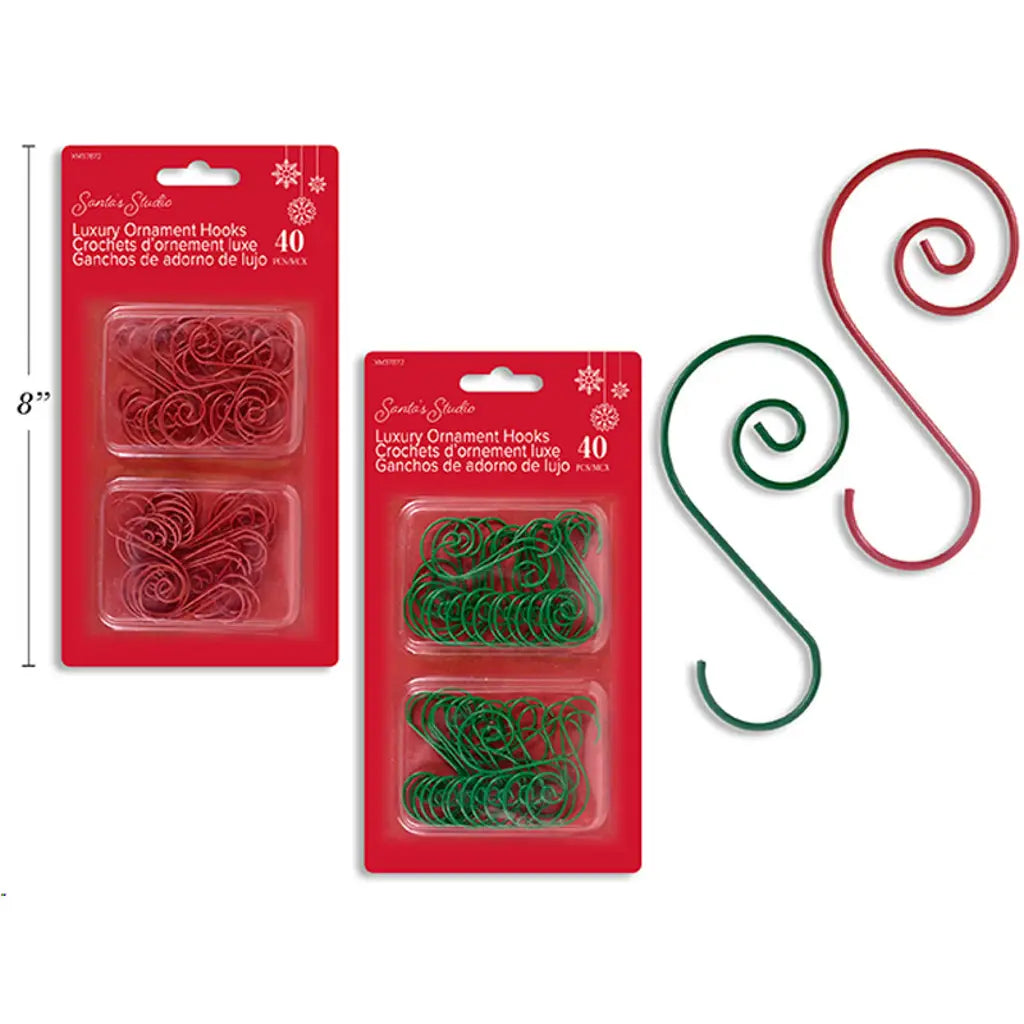 Xmas Hooks 40Pk Luxury Scroll Red Green Hooks 4.5cm XM37872