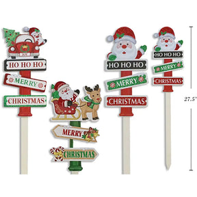 Xmas MDF Santa Directional Sign Outdoor Stake 70cm 2 Asst XM34900