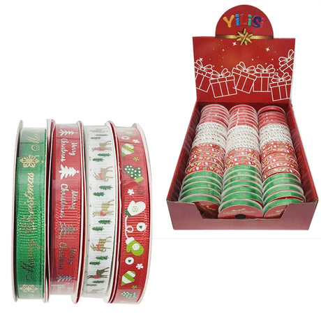 Xmas Ribbon Grosgrain 1Cmx5M Asst XM159104