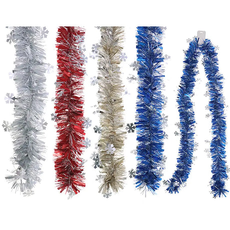 Xmas Tinsel 2M Chunky W/Snowflake 4 Asst XM37135