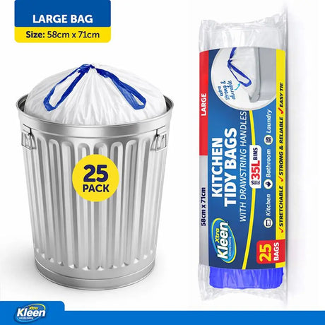 Xtra Kleen Large White Kitchen Garbage Bag 35L 58x71cm 25Pk 272723