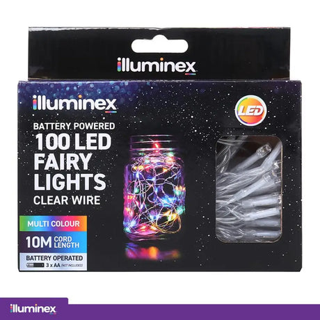 illuminex Battery Operated Fairy Lights 100LED 10m Multi Colour 249220