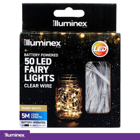 illuminex Battery Operated Fairy Lights 50LED 5M Warm White 213887