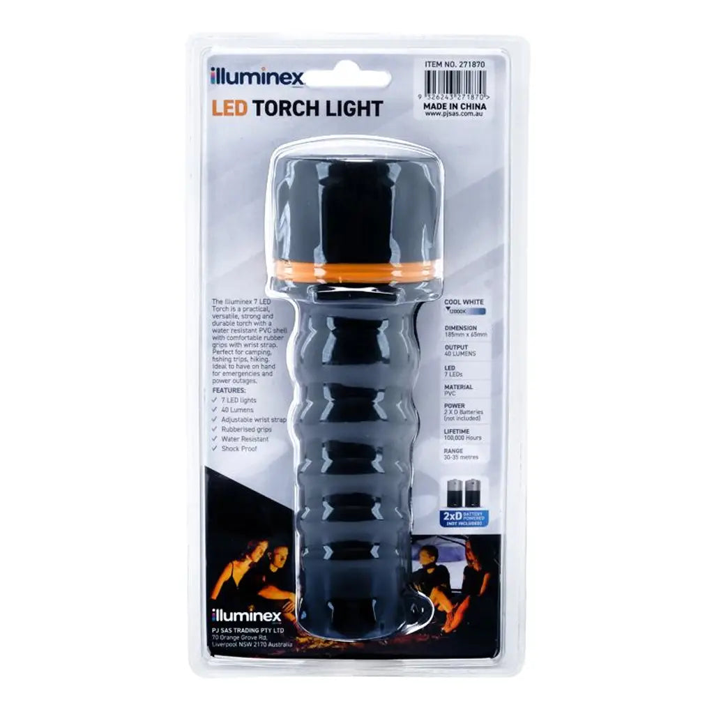 illuminex Battery Operated Torch 7 LED 18.5x6.5x6.5cm 271870