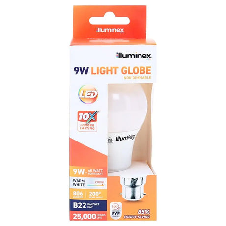 illuminex GLS LED Light Bulb B22 240V 9W W/W 228515