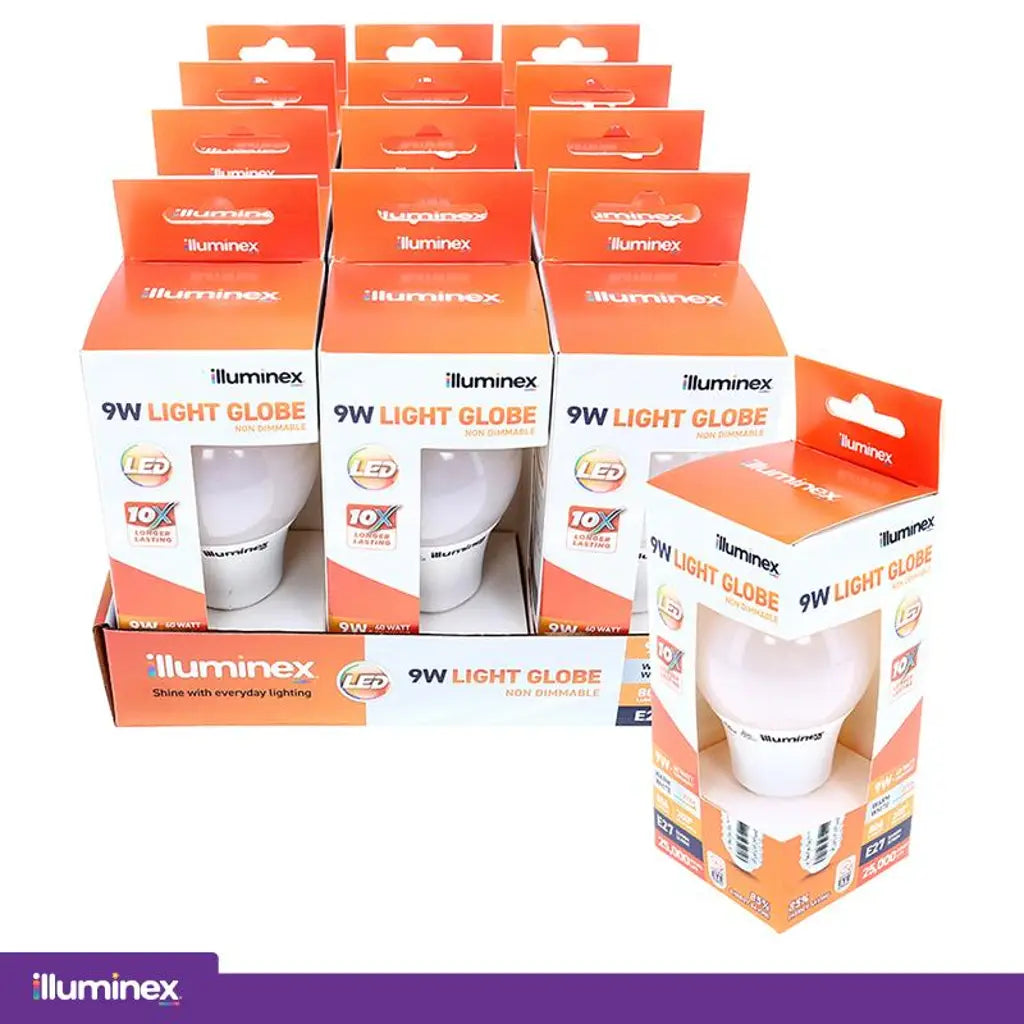 illuminex GLS LED Light Bulb E27 240V 9W W/W 228485