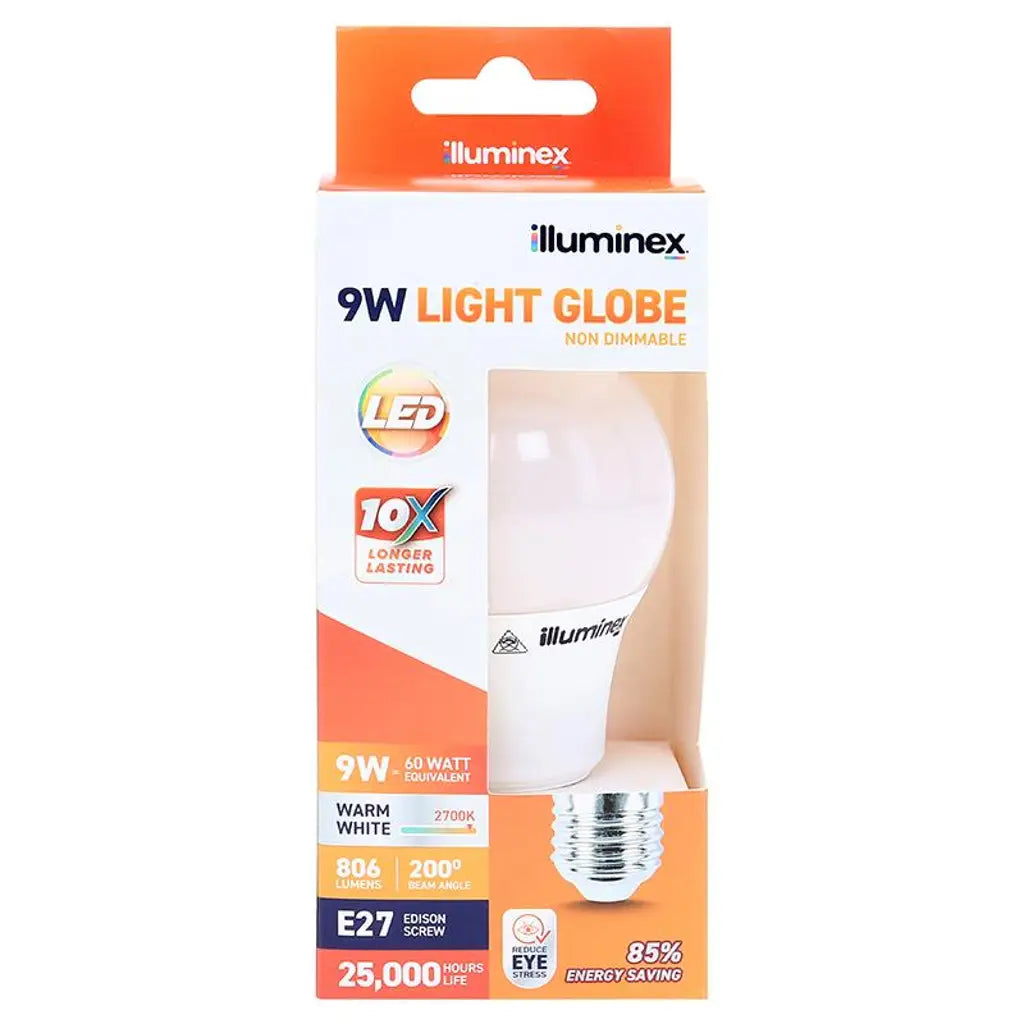illuminex GLS LED Light Bulb E27 240V 9W W/W 228485