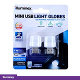 illuminex Mini USV LED Lamp Night Light Camping Auto Cool White USB A 25x37mm 1W 5V 2Pk 268894